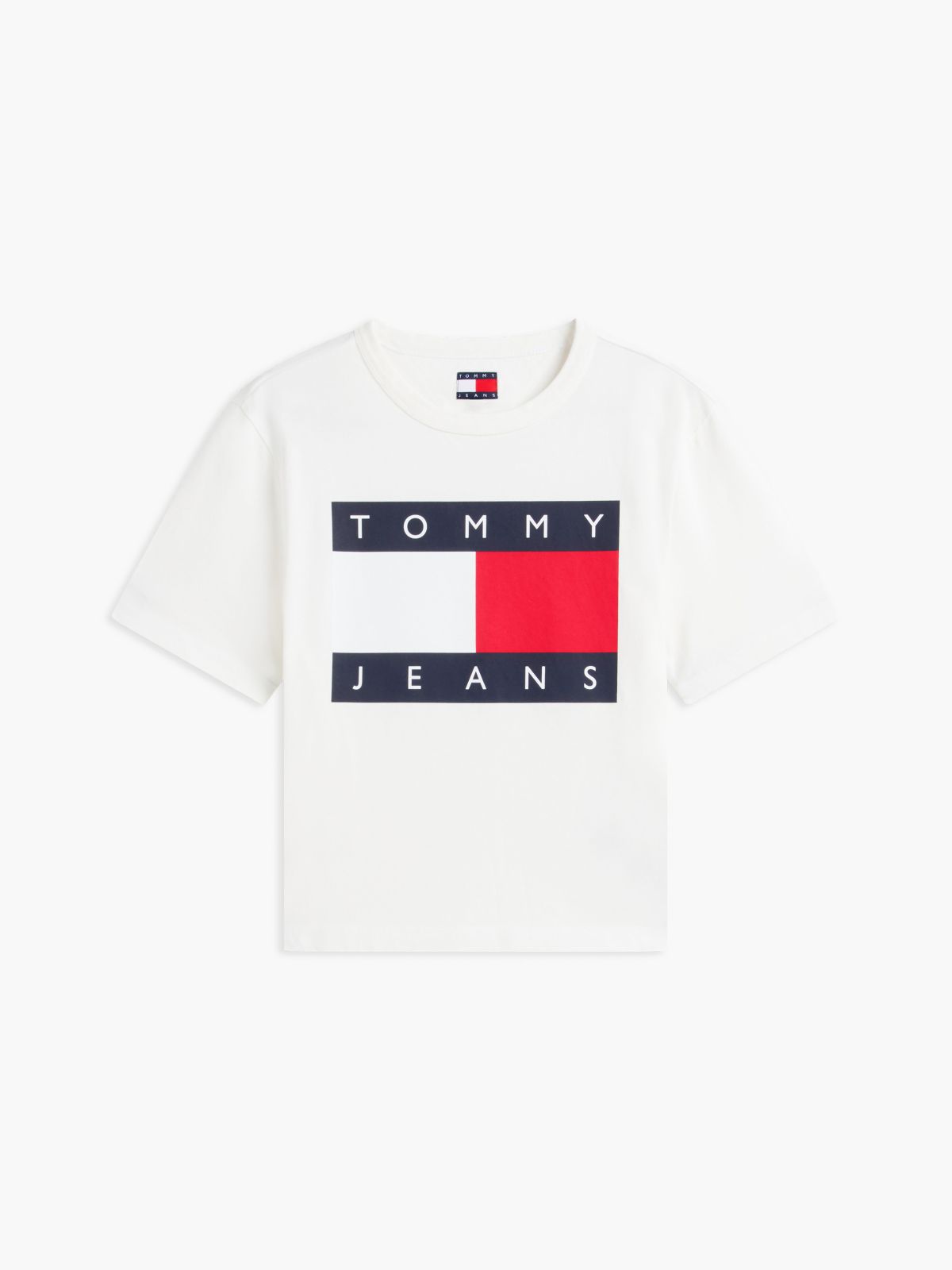 Tommy Jeans Big Flag Logo Boxy T-Shirt — Ecru