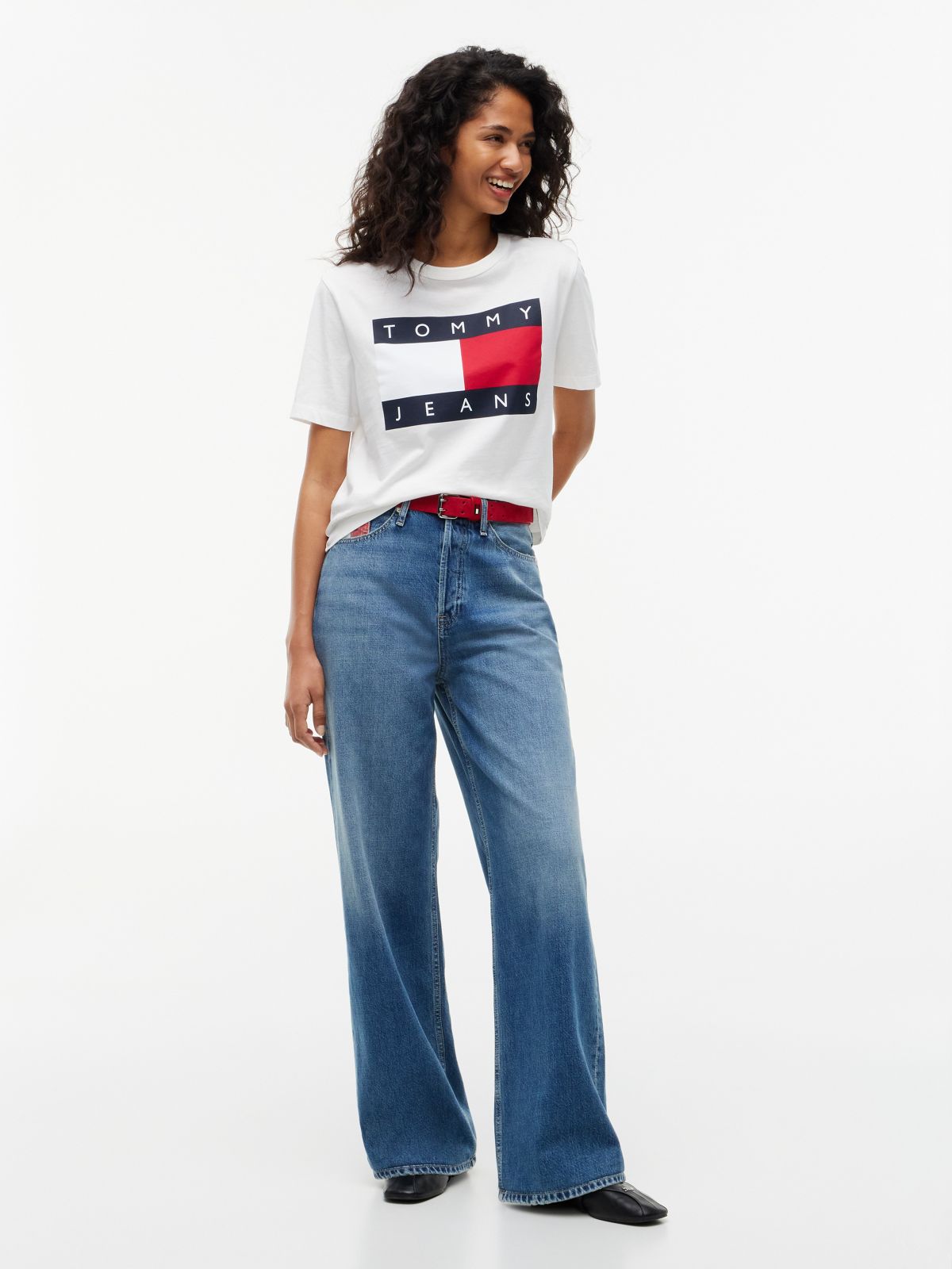 Tommy Jeans Big Flag Logo Boxy T-Shirt — Ecru