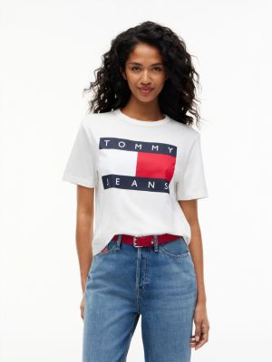Tommy Jeans Big Flag Logo Boxy T-Shirt, Ecru