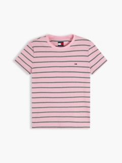 Tommy Jeans Striped Crewneck T-Shirt — Pink Sugar Stripe 5