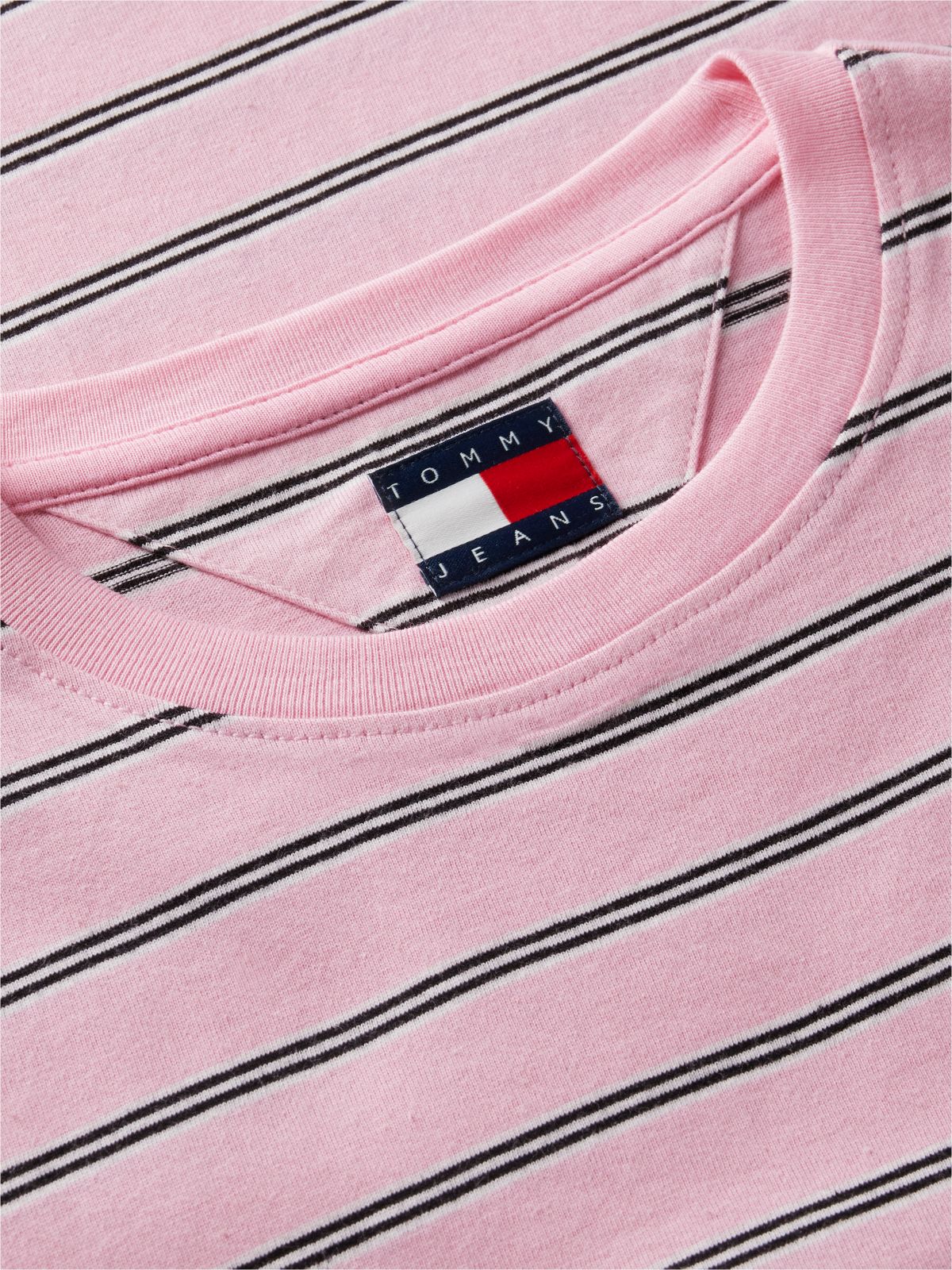 Tommy Jeans Striped Crewneck T-Shirt — Pink Sugar Stripe