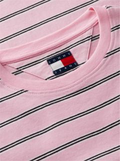 Tommy Jeans Striped Crewneck T-Shirt — Pink Sugar Stripe 6