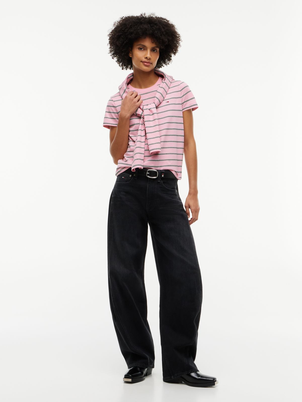 Tommy Jeans Striped Crewneck T-Shirt — Pink Sugar Stripe
