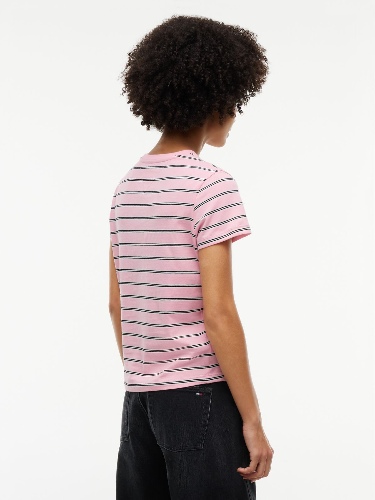 Tommy Jeans Striped Crewneck T-Shirt — Pink Sugar Stripe
