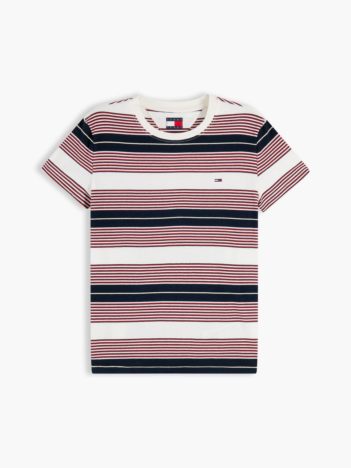 Tommy Jeans Striped Crewneck T-Shirt — Red White Blue Stripe