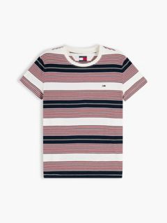 Tommy Jeans Striped Crewneck T-Shirt — Red White Blue Stripe 5
