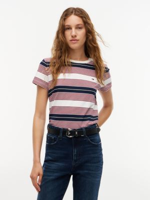 Tommy Jeans Striped Crewneck T-Shirt, Red White Blue Stripe