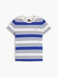 Tommy Jeans Striped Crewneck T-Shirt — Blue Stripe 5