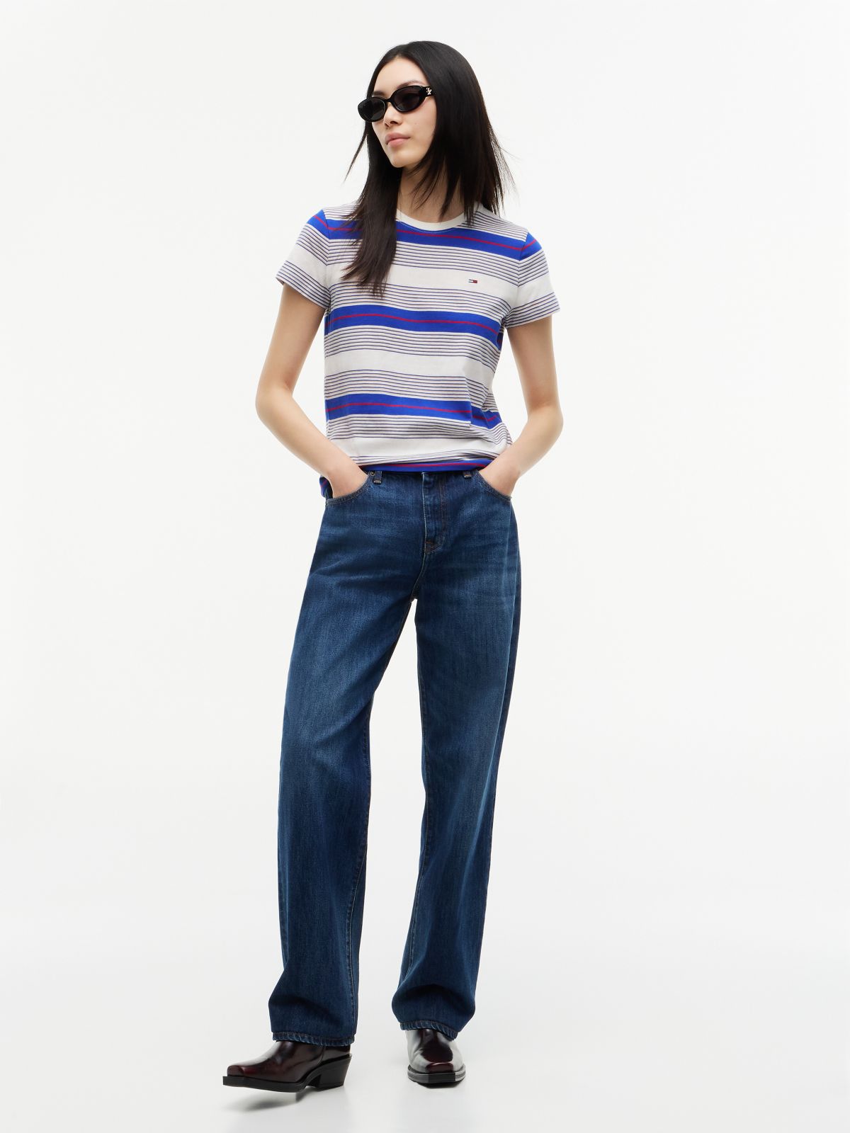 Tommy Jeans Striped Crewneck T-Shirt — Blue Stripe