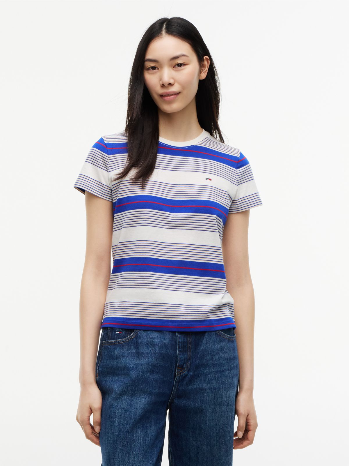 Tommy Jeans Striped Crewneck T-Shirt — Blue Stripe