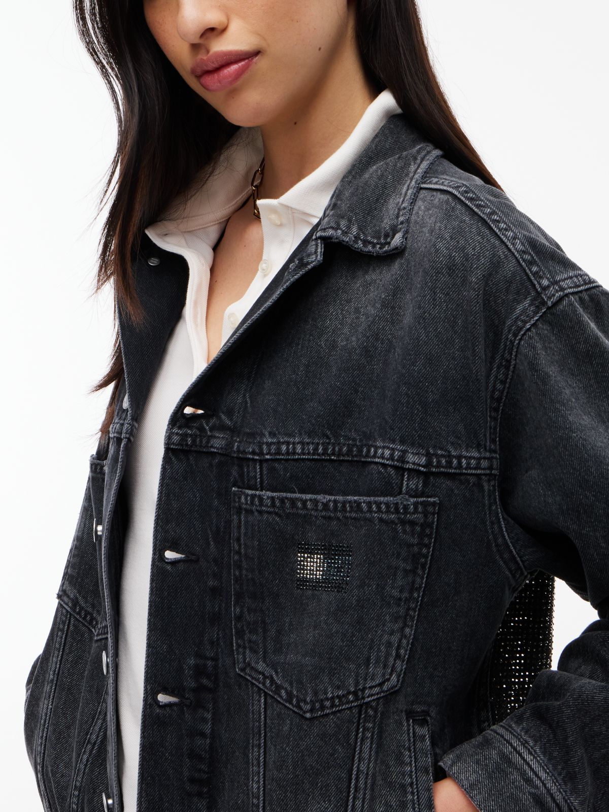 Tommy Jeans Rhinestone Denim Jacket — Denim Black