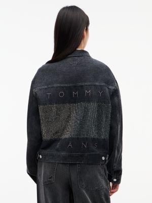 Женская куртка Tommy Jeans Rhinestone Denim Jacket, цвет: Джинсовый чёрный — фото 4