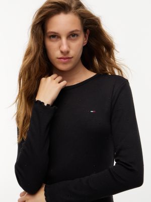 Женское платье Tommy Jeans Rhinestone Knit Mini, цвет: Чёрный — фото 2