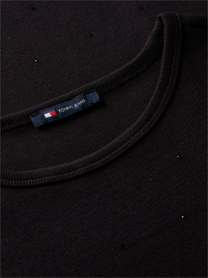 Женское платье Tommy Jeans Rhinestone Knit Mini, цвет: Чёрный — фото 6