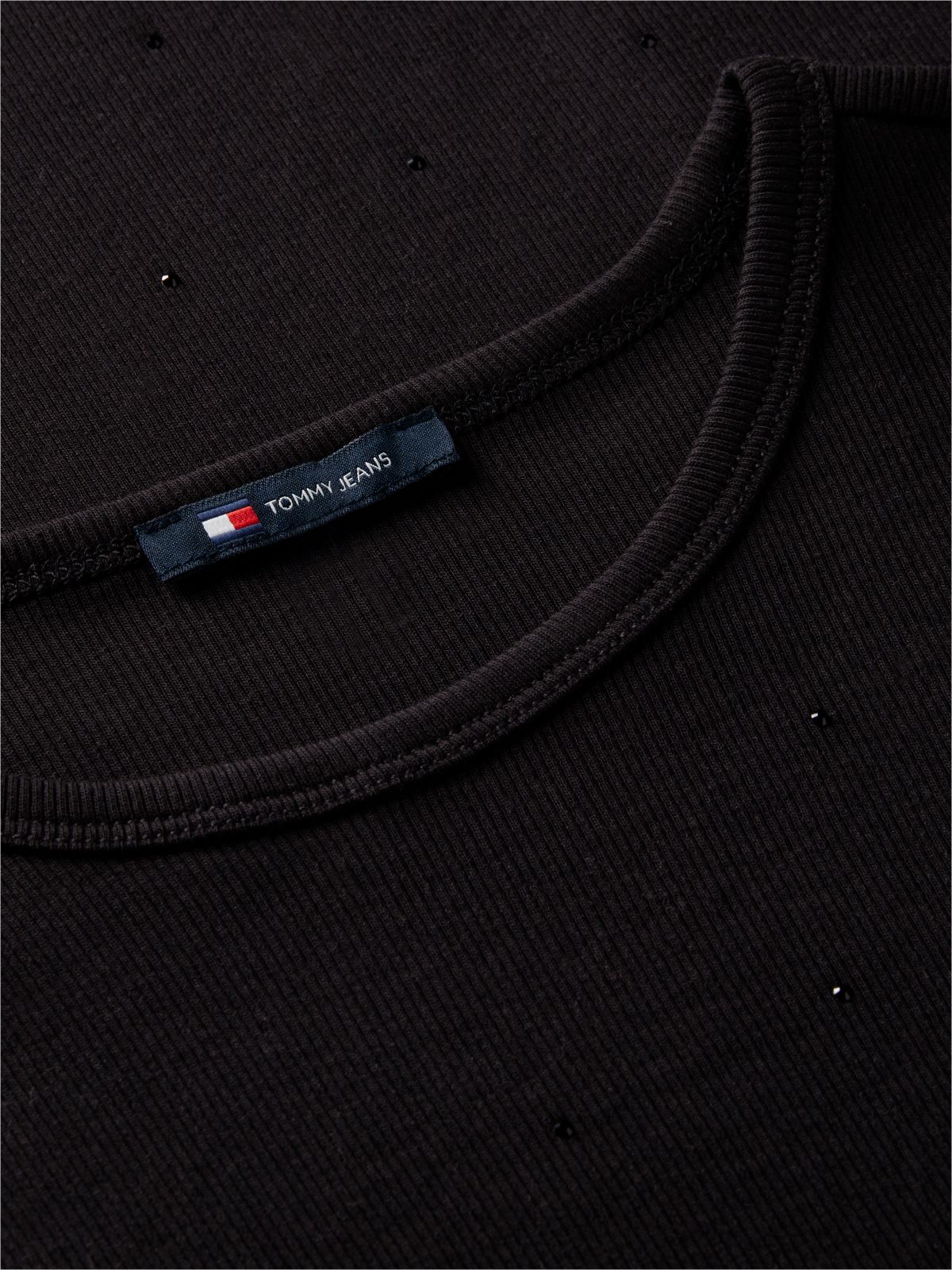 Tommy Jeans Rhinestone Knit Mini Dress — Black