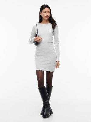 Tommy Jeans Rhinestone Knit Mini Dress, Ice Grey Heather