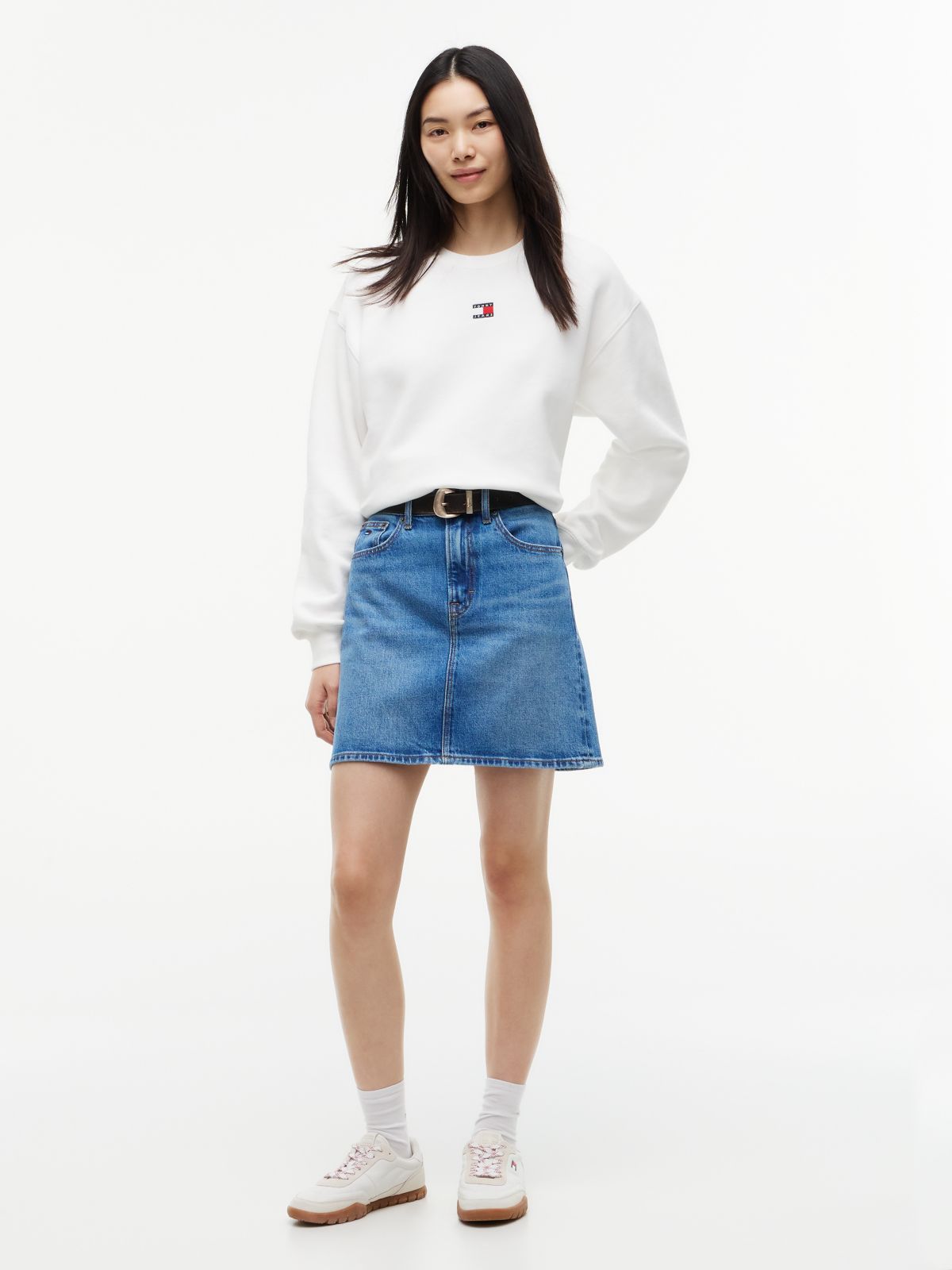 Tommy Jeans High-Rise Denim Mini Skirt — Denim Medium