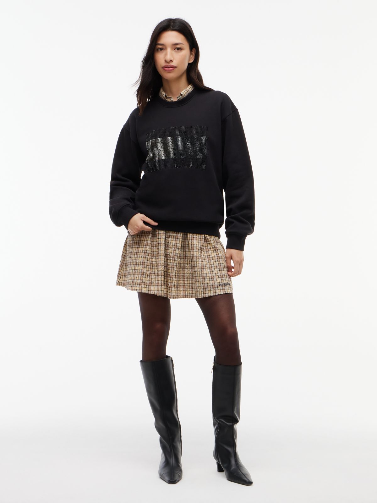 Tommy Jeans Rhinestone Flag Sweatshirt — Black