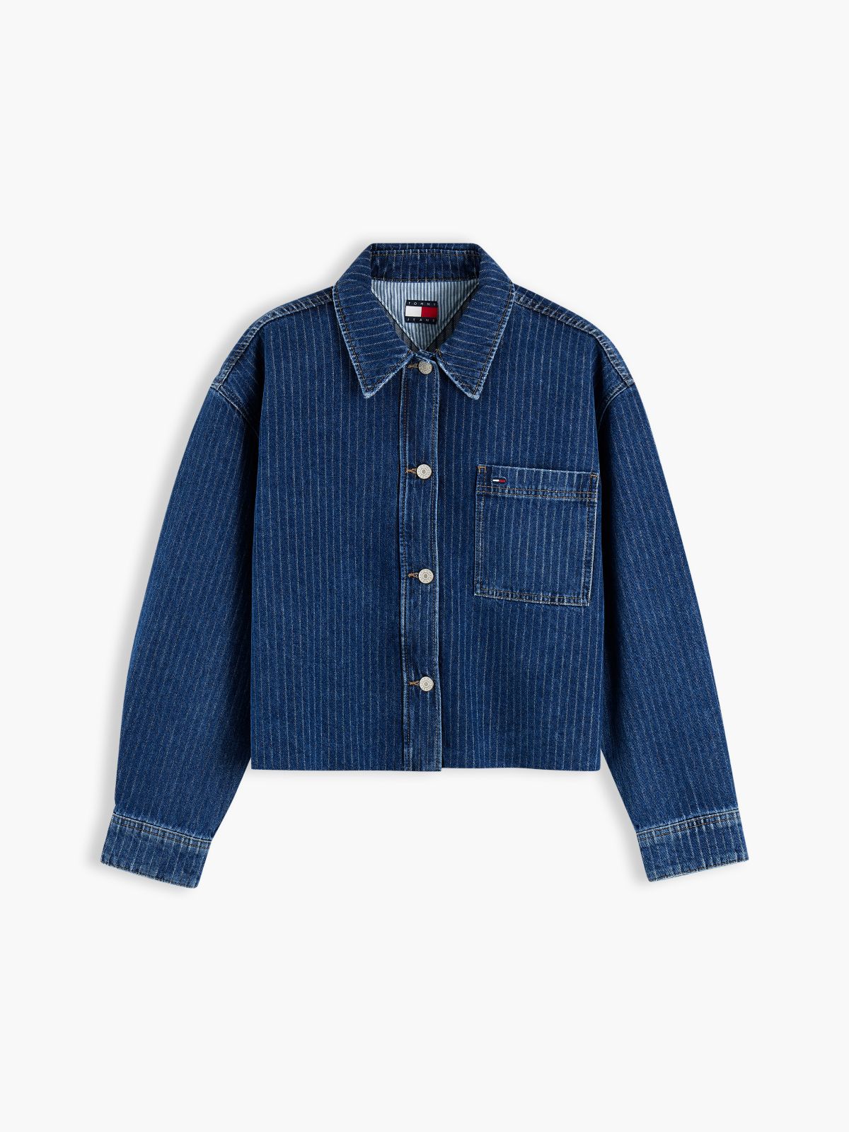 Tommy Jeans Striped Denim Shirt — Dark Denim