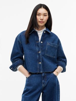 Tommy Jeans Striped Denim Shirt, Dark Denim
