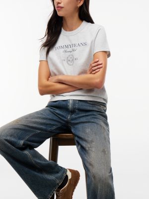 Женские джинсы Tommy Jeans Distressed Straight, цвет: Джинсовый тёмный — фото 3