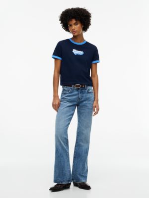 Женская футболка Tommy Jeans Puff Print Ringer, цвет: Тёмно-синий — фото 2