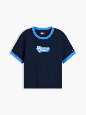 Женская футболка Tommy Jeans Puff Print Ringer, цвет: Тёмно-синий — фото 5
