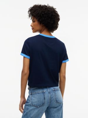 Женская футболка Tommy Jeans Puff Print Ringer, цвет: Тёмно-синий — фото 4