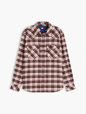 Женская рубашка Tommy Jeans Check Flannel Western, цвет: Коричневый клетчатый — фото 5