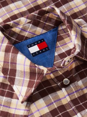 Женская рубашка Tommy Jeans Check Flannel Western, цвет: Коричневый клетчатый — фото 6