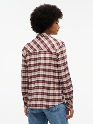 Женская рубашка Tommy Jeans Check Flannel Western, цвет: Коричневый клетчатый — фото 4