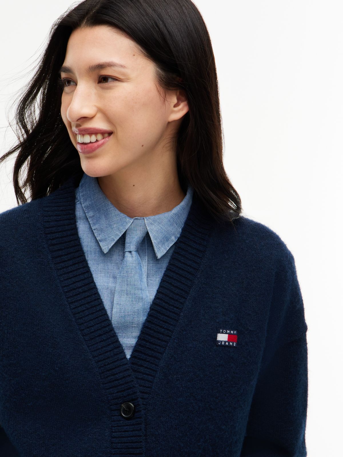 Tommy Jeans Badge Cardigan — Navy