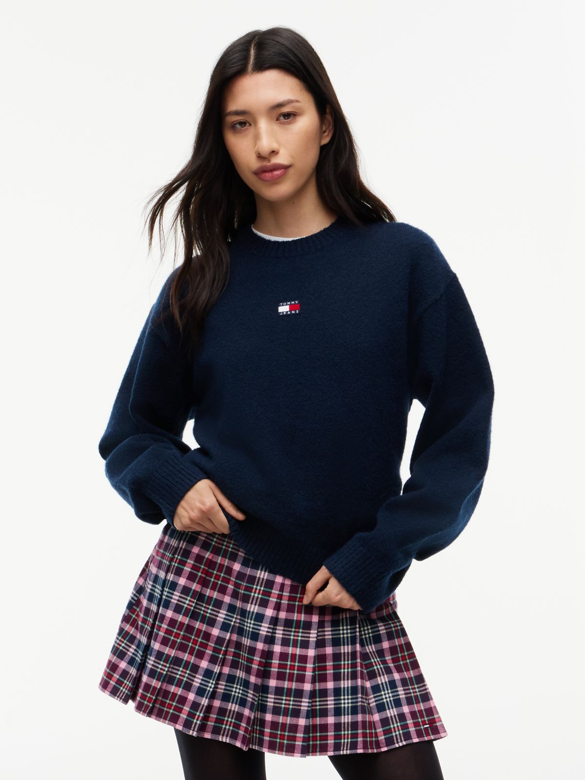 Tommy Jeans Badge Crewneck Sweater — Navy