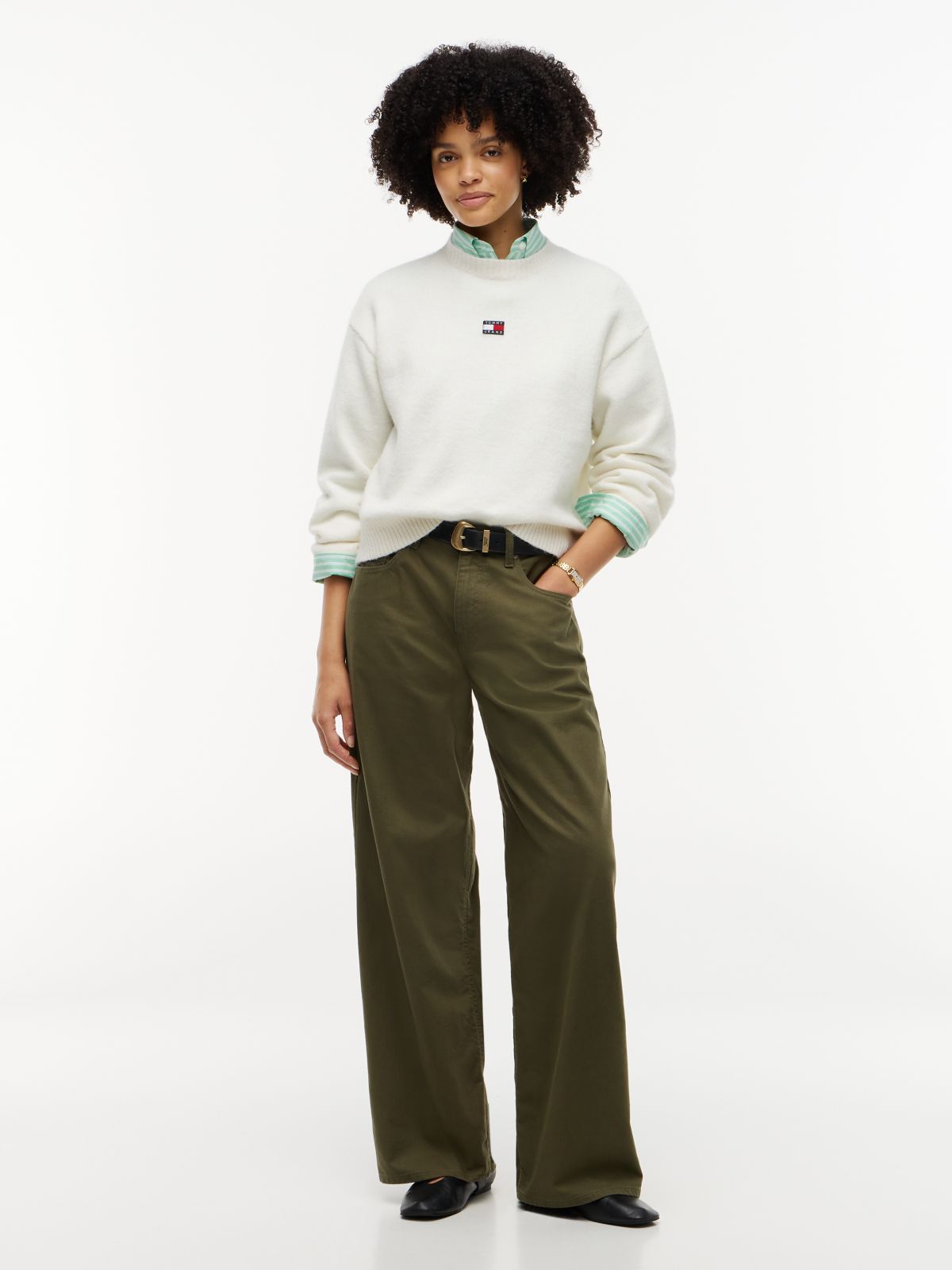 Tommy Jeans Badge Crewneck Sweater — Off White