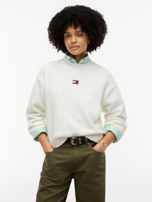 Tommy Jeans Badge Crewneck Sweater, Off White