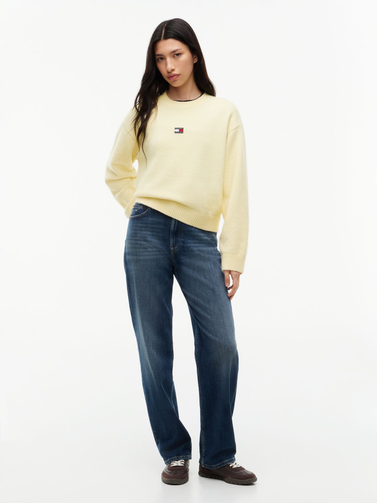 Tommy Jeans Badge Crewneck Sweater — Day Lily