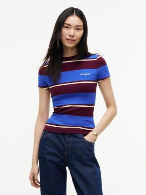 Tommy Jeans Striped Ribbed T-Shirt, Noble Blue