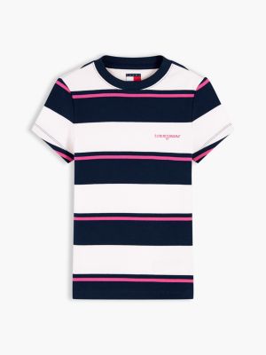 Женская футболка Tommy Jeans Striped Ribbed, цвет: Белый полосатый — фото 5