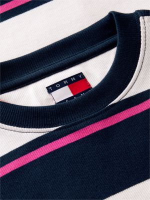 Женская футболка Tommy Jeans Striped Ribbed, цвет: Белый полосатый — фото 6