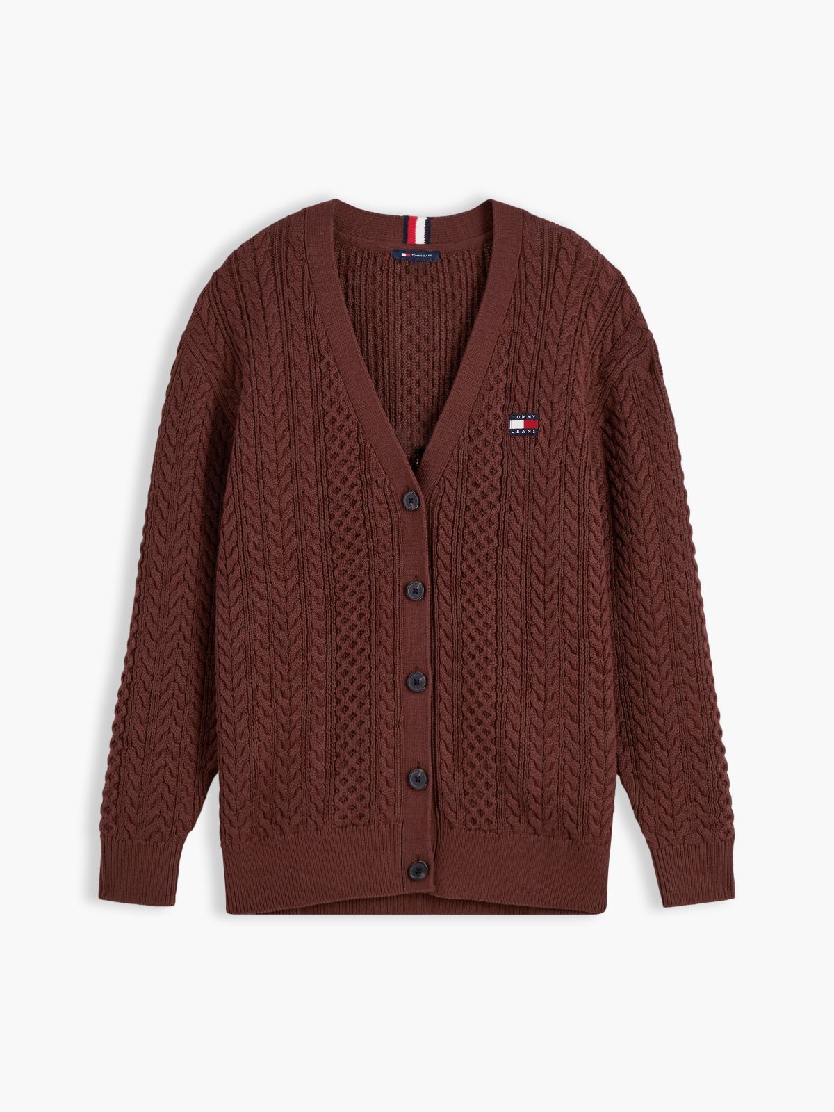 Tommy Jeans Cable Knit Cardigan — Pure Brown