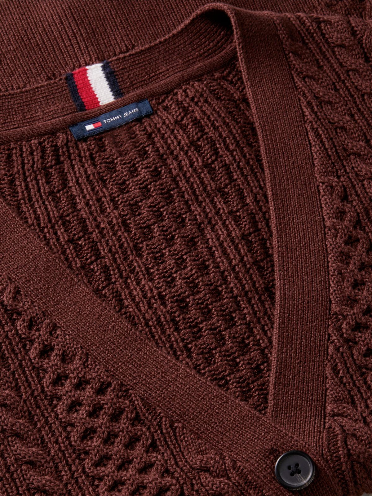 Tommy Jeans Cable Knit Cardigan — Pure Brown