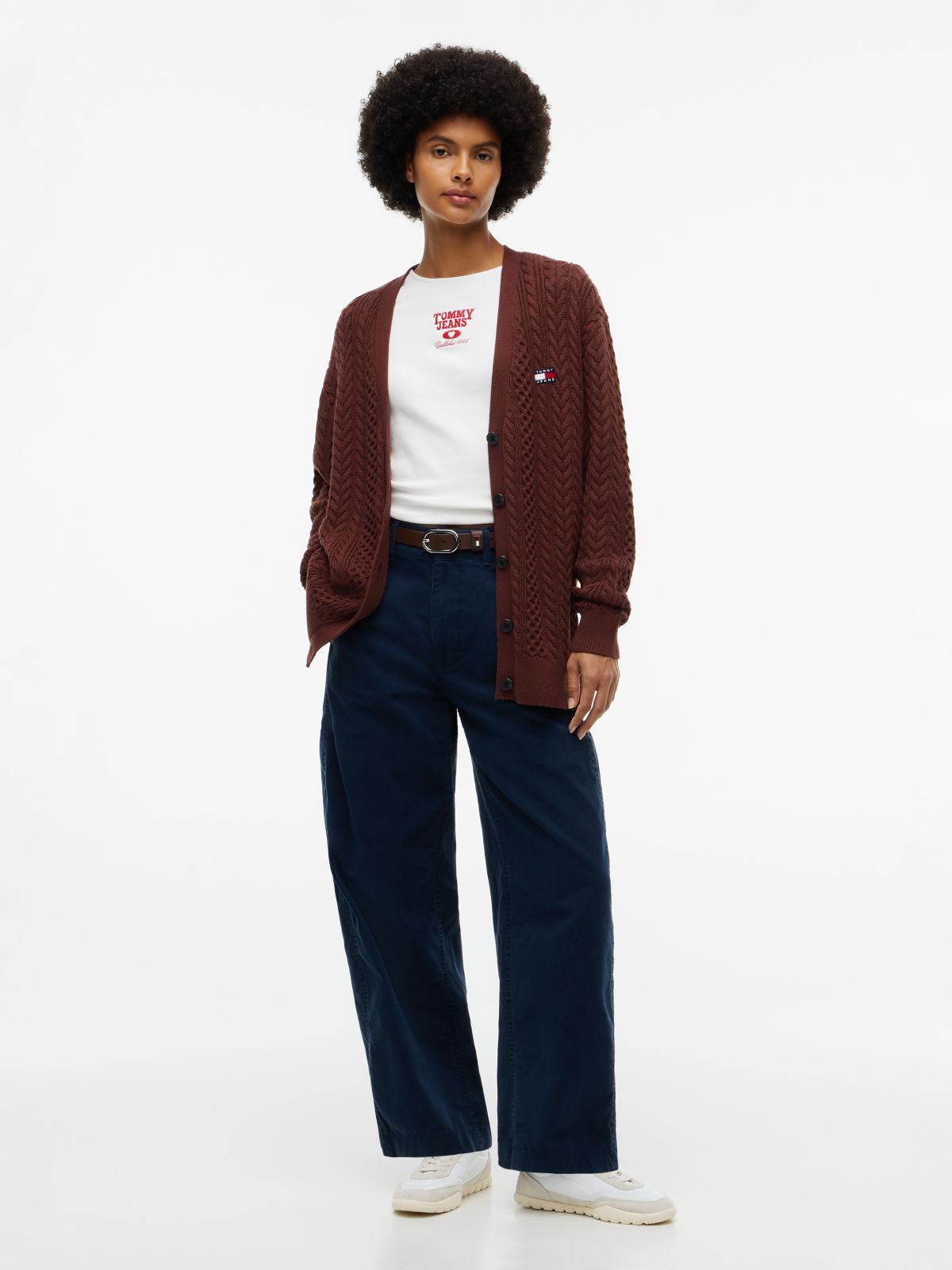 Tommy Jeans Cable Knit Cardigan — Pure Brown