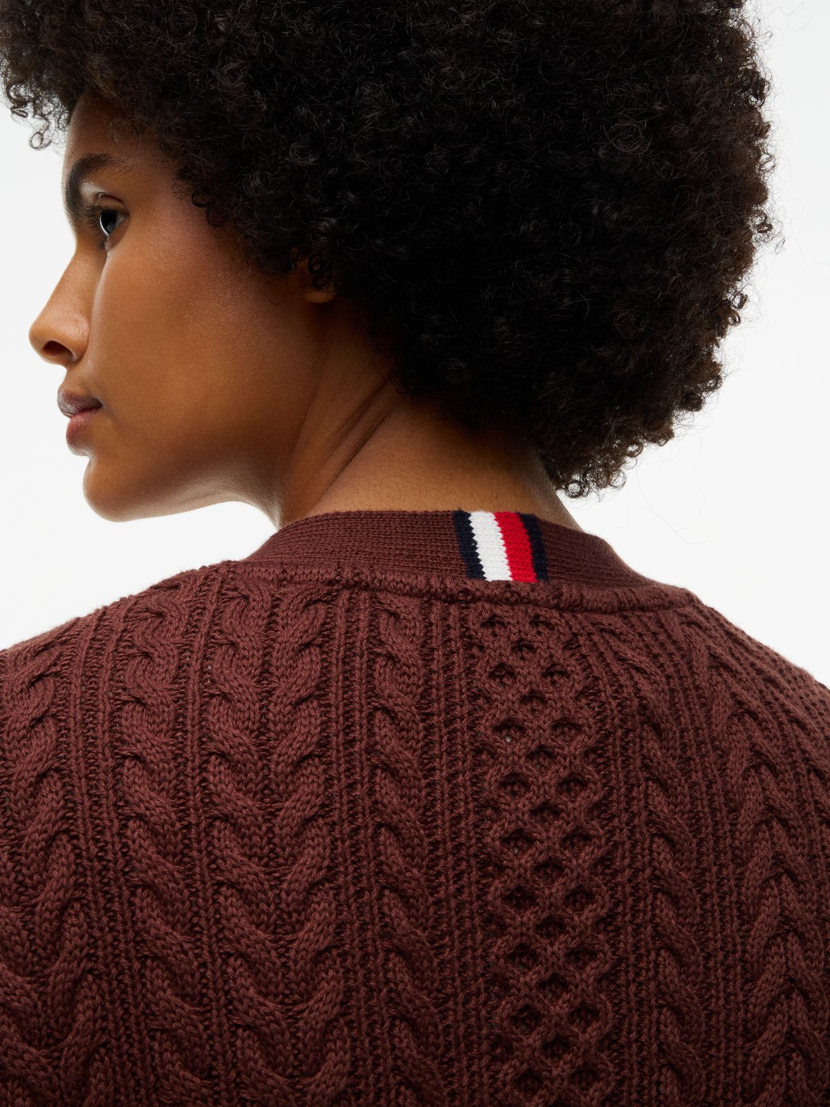 Tommy Jeans Cable Knit Cardigan — Pure Brown