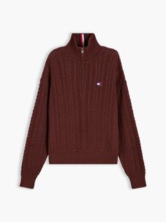 Tommy Jeans Cable Quarter-Zip Sweater — Pure Brown 6