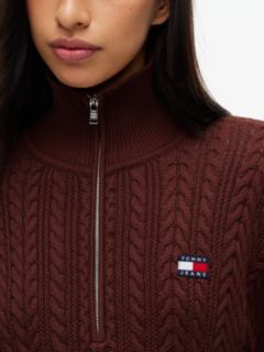 Tommy Jeans Cable Quarter-Zip Sweater — Pure Brown 4