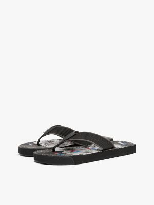 Tommy Jeans Palm Print Beach Flip-Flop, Black