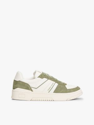 Espadrilles Tommy Jeans à semelle coupelle en suède, vert Aruba