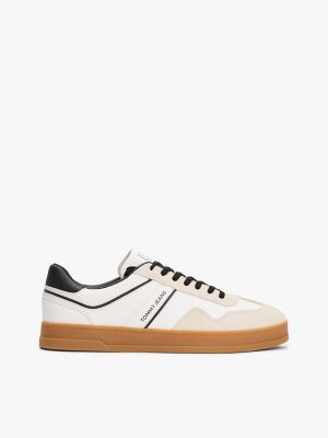 Tommy Jeans Low-Top Leather Mix Sneaker, Ecru