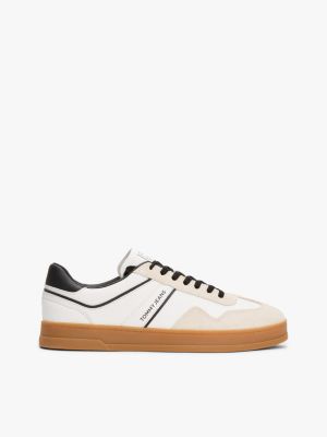 Tommy Jeans Low-Top Leather Mix Sneaker, Ecru