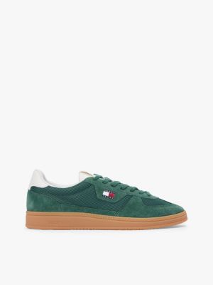 Tommy Jeans Mixed-Texture Skater Sneaker, Shadow Pine